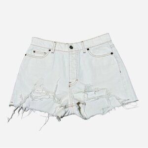IRO FANNE Preshrunk Distressed Denim Shorts – High Rise Ecru, Size 26